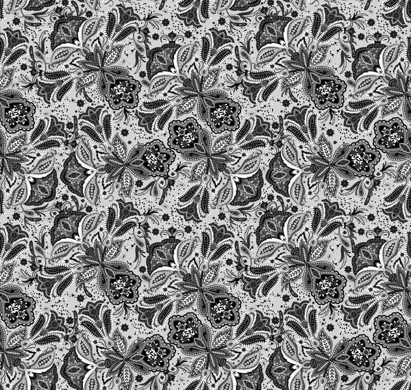 Seamless black and white paisley pattern.