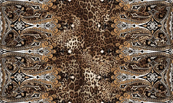 Animal skin with paisley. Abstract seamless pattern.