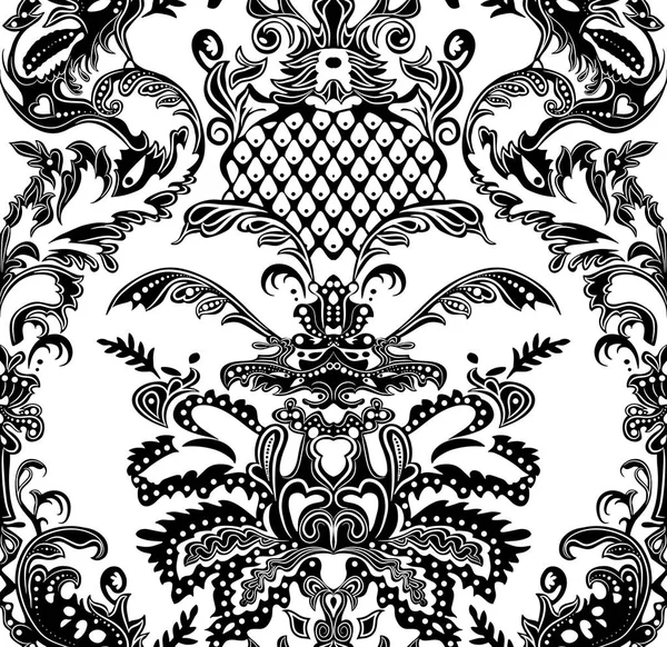 Seamless black and white paisley pattern.