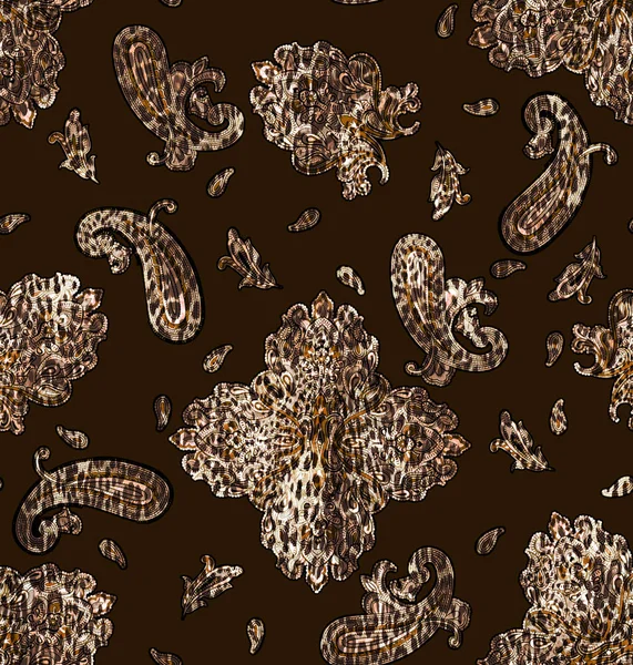 Luxuriöse Tierhaut mit Paisley. abstraktes nahtloses Muster. — Stockfoto