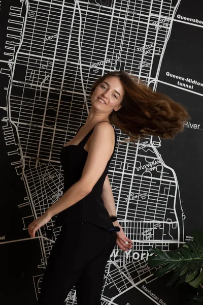 Moskova Bir Photoshoot Studio Ile Çekici Kız Hafif Bir Sabahlık — Stok fotoğraf