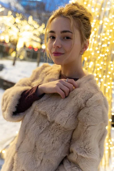 Street New Year Photo Session Streets Festive Moscow — Stock Photo, Image