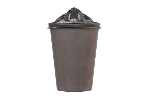 Fekete Karton Csésze Kávé Elvitelre Női Ajkak Formájában Szokatlan Fedél — Stock Fotó