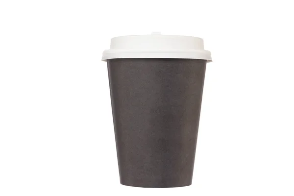 Svart Kartong Cup För Take Away Kaffe Med Vit Plast — Stockfoto