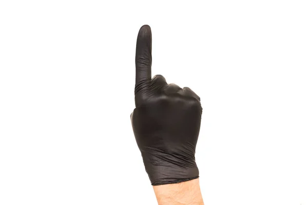 Płci Męskiej Żeńskiej Ręce Rękawiczkach Gumowych Różnych Kolorach Białym Tle — Zdjęcie stockowe