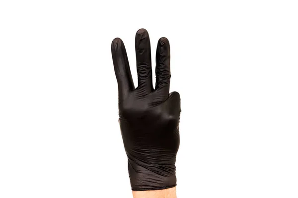 Mannelijke Vrouwelijke Handen Rubberen Handschoenen Van Verschillende Kleuren Geïsoleerd Een — Stockfoto
