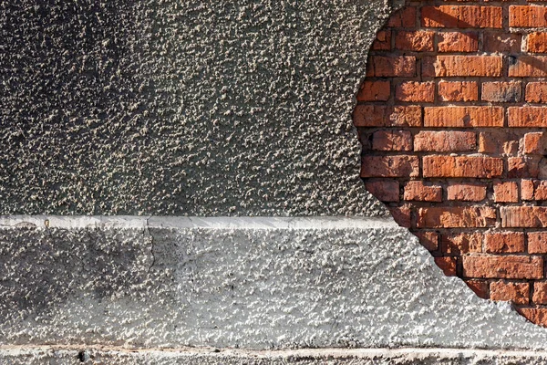 Edificio Destruido Ladrillo Rojo Hormigón Gris Concepto Fondo Textural Casa — Foto de Stock