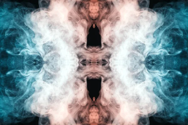 厚い抽象的な色の青い煙とモンスターの顔と黒の背景の Pinl カラー 音楽のコンサートで シャツに印刷光レーザー ショーの概念 — ストック写真