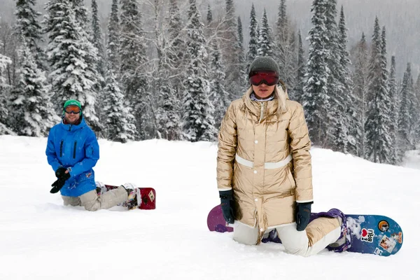 Ρωσία Sheregesh 2018 Κορίτσι Snowboarder Χρυσή Αθλητικά Είδη Και Στολή — Φωτογραφία Αρχείου