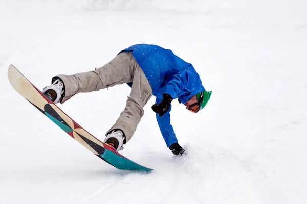 Rusya Sheregesh 2018 Profesyonel Adam Snowboard Parlak Spor Giyim Yokuş — Stok fotoğraf