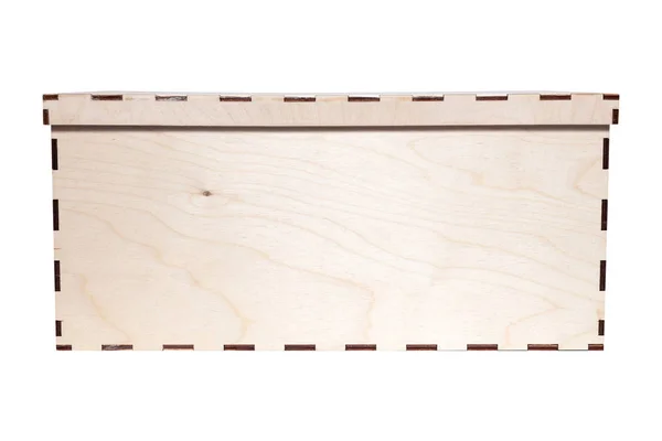 Zbliżenie Naturalne Drewno Tekstury Zamknięte Pudełko Pokrywką Malowane Białym Tle — Zdjęcie stockowe