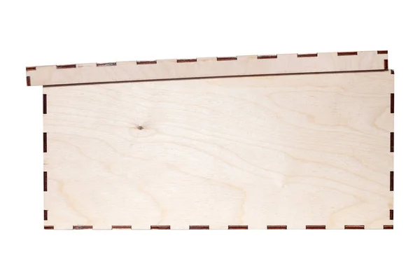 Zbliżenie Naturalne Drewno Tekstury Zamknięte Pudełko Pokrywką Malowane Białym Tle — Zdjęcie stockowe