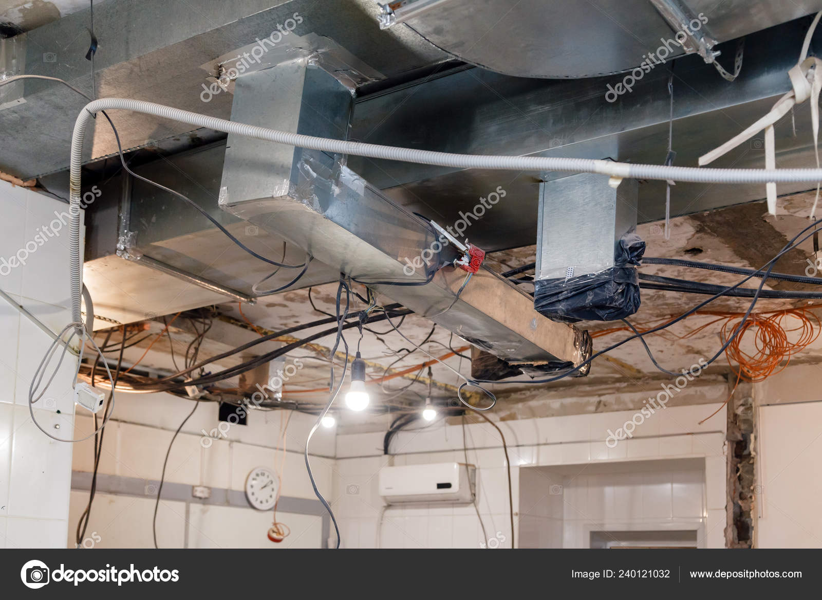Installation Repair Frame Ventilation System Electric Cable Lamp