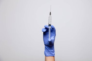 Kapalı el lastik lateks ilaç mor eldiven trans tutuyor