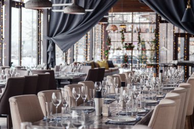 Noel ışıkları, dekor, iç mekan modern restoran, panoramik w