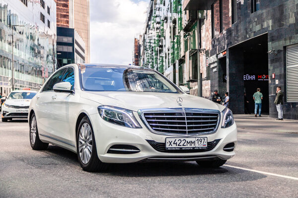 Russia Moscow 2019-06-17 White new business Mercedes Benz s clas