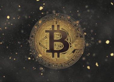 Bitcoin logo simge koyu arka planda
