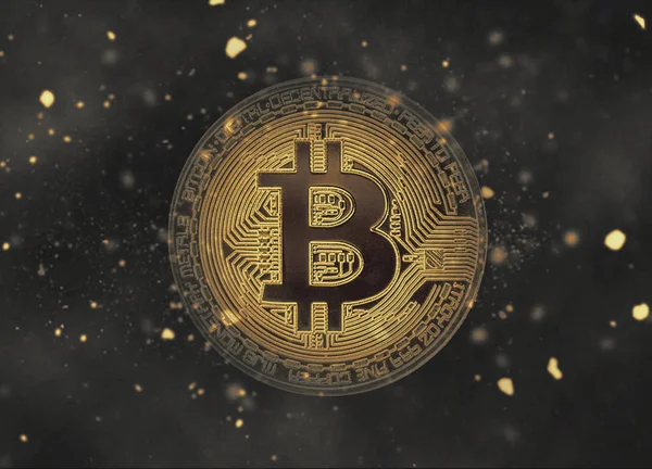 Bitcoin Logo Simge Koyu Arka Planda — Stok fotoğraf