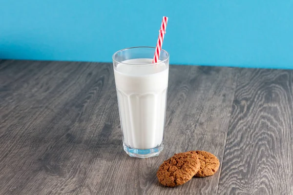 Cookies Glass Milk Wooden Table — Stock Photo, Image