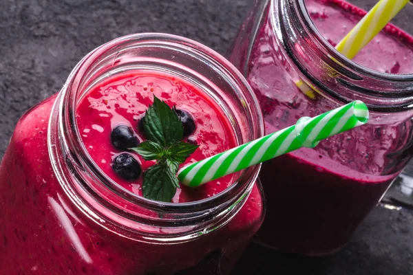 Smoothies Yammy Framboesas Mirtilos — Fotografia de Stock