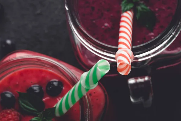 Smoothies Yammy Framboesas Mirtilos — Fotografia de Stock