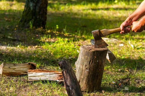 Ung Man Hugga Ved Skogen — Stockfoto