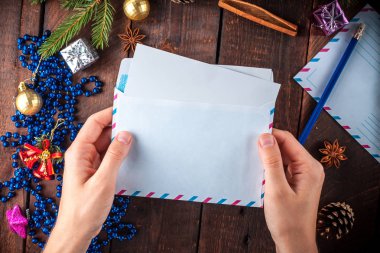Noel kartı. Bir mektup alıyoruz. Noel ve yeni yıl tatilleri. Noel düz yatıyordu, kopya alanı. Xmas. Noel Baba mektup