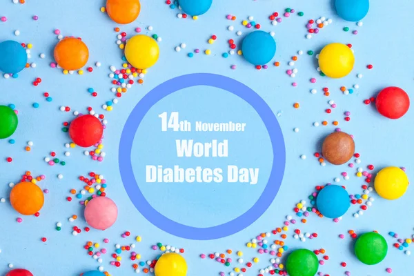 Diabetes Dia Mundial Diabetes Novembro Conceito Diabetes Doces Brilhantes Fundo — Fotografia de Stock