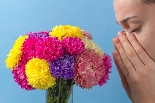 Stop allergies. Allergies concept. Allergy to blooming of flowers, plants and pollen. Seasonal allergy.