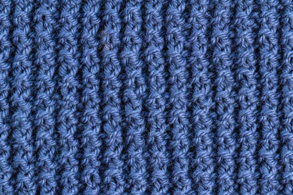 Die Textur Eines Blauen Strickgarns Strick Und Winterkleidung — Stockfoto