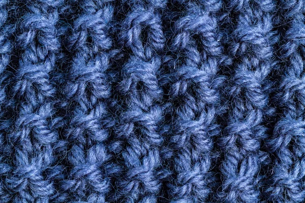 Die Textur Eines Blauen Strickgarns Strick Und Winterkleidung — Stockfoto