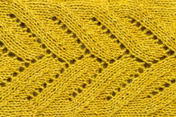 Die Textur Einer Senffarbenen Strickgarnfarbe Strick Und Winterkleidung — Stockfoto