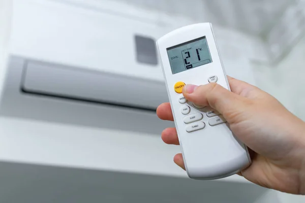 Air Conditioner Room Air Conditioner Remote Controller Regulate Temperature Room — Stock Photo, Image