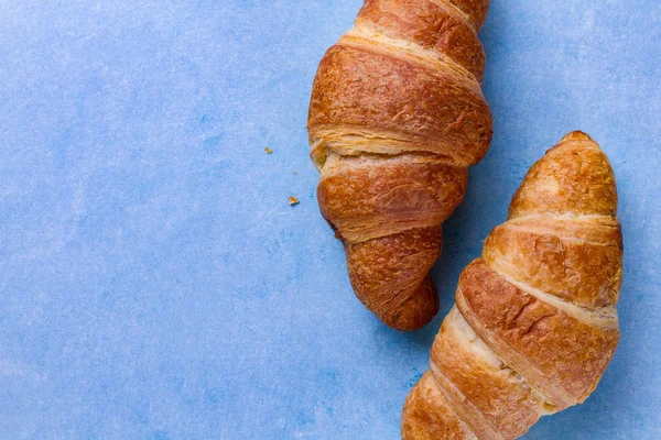 Café Manhã Francês Com Croissants Recém Assados Produtos Padaria Vista — Fotografia de Stock