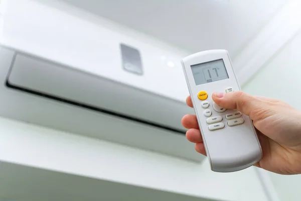 Air Conditioner Room Air Conditioner Remote Controller Regulate Temperature Room — Stock Photo, Image