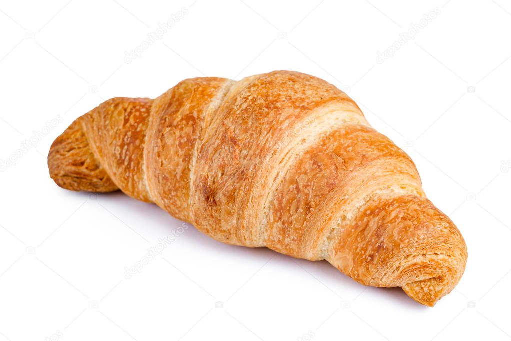 Delicious, fresh croissant on a white background. Croissant isolated. French breakfast