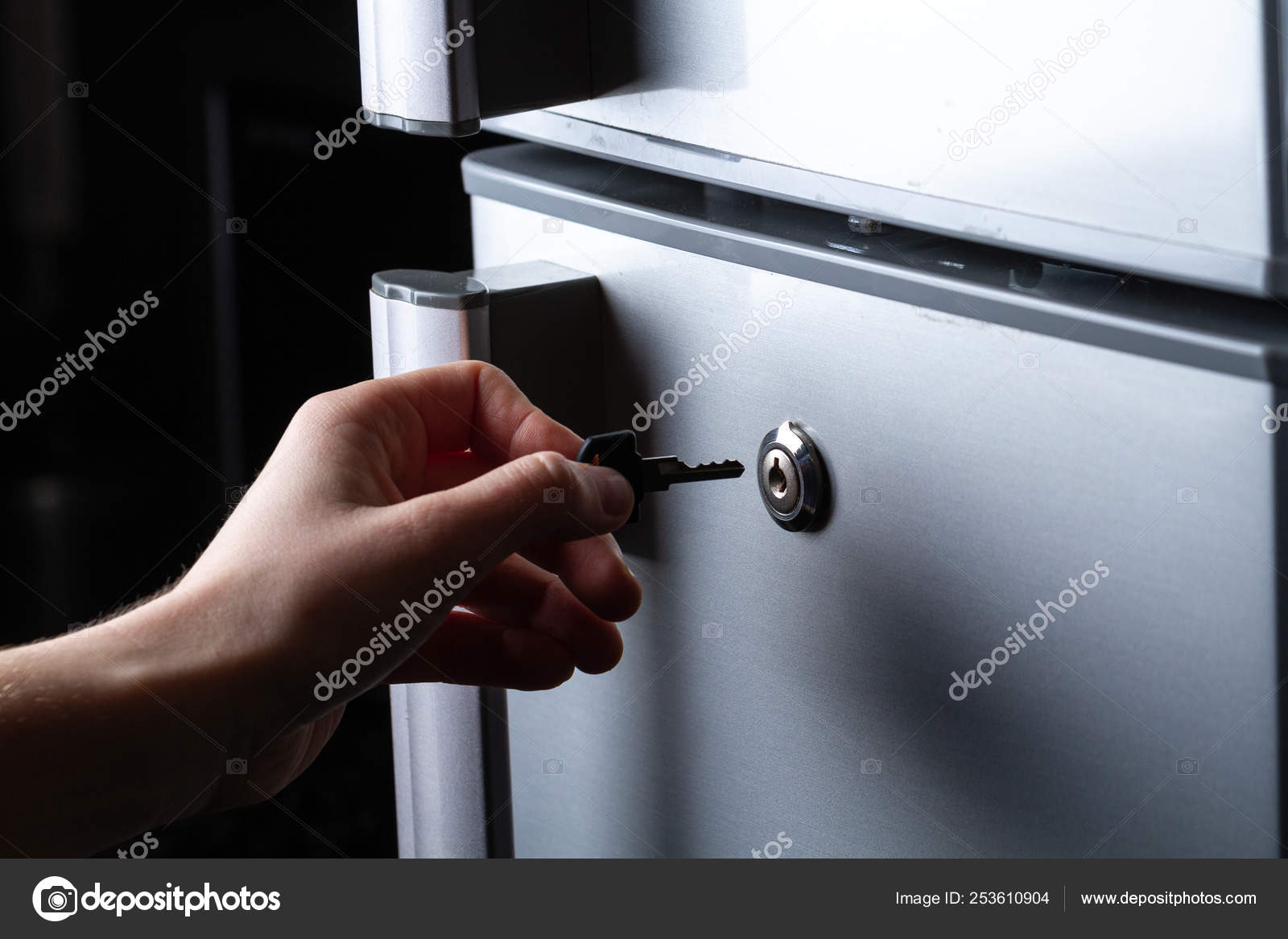 Metal Refrigerator Door Lock Food Storage Freezing Diet Stock Photo by  ©goffkein 253610904