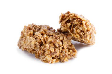 İzole müsli ve tahıl granola bar. Sağlıklı, fitness, tatlı tatlı snack ve lif gıda. 