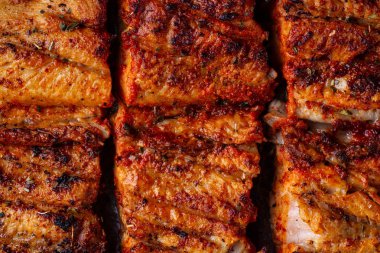 Taze balık ızgara doku. Izgara somon