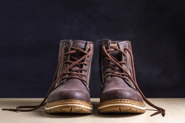 Mens Casual Brown Suede Boots Footwear Shoes Long Walking Active — Stock Photo, Image