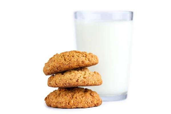 Bolachas Aveia Isoladas Cereais Sobre Fundo Branco — Fotografia de Stock