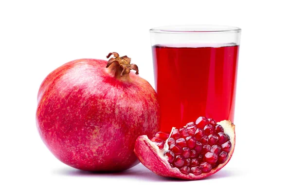 Glass Fresh Healthy Pomegranate Juice Ripe Pomegranate Clipping Path Red Royalty Free Stock Images