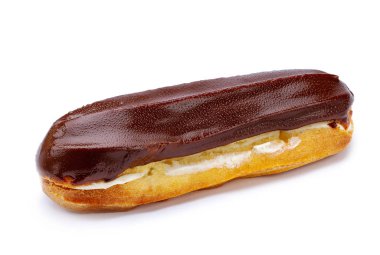 Geleneksel Fransız tatlısı. Muhallebi ve cho ile izole éclair