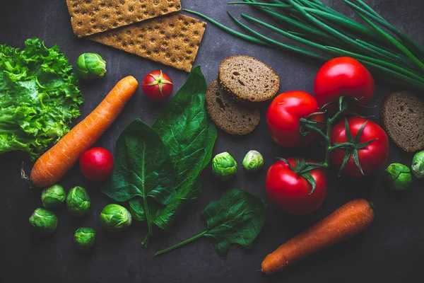 Concepto Dieta Nutrición Verduras Maduras Para Cocinar Platos Frescos Saludables — Foto de Stock