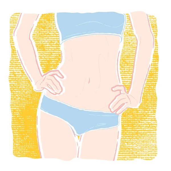 Illustration Couleur Pastel Corps Jeune Femme Mince Bonne Santé Avec — Image vectorielle