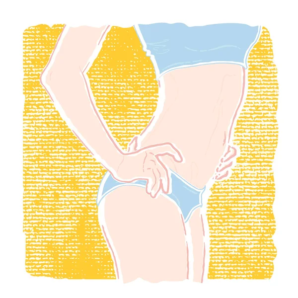Παστέλ Απεικόνιση Του Μια Νεαρή Γυναίκα Υγιή Slim Σώμα Μια — Διανυσματικό Αρχείο
