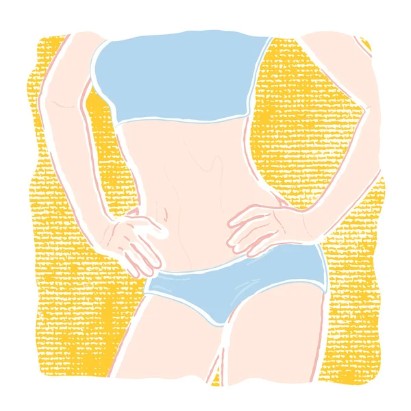 Pastellfärgade Illustration Ung Frisk Smal Kvinna Underkläder Trosor Och Behå — Stock vektor