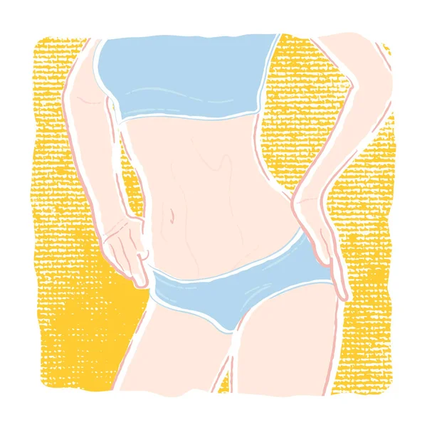 Illustration Couleur Pastel Une Jeune Femme Mince Sous Vêtements Culotte — Image vectorielle
