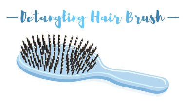 Mavi vektör çizim saç fırçası detangling güzellik Gereçler Yardım.