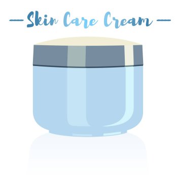 Krem pot yüz için nemlendirici bir güzellik kap mavi vektör çizim.